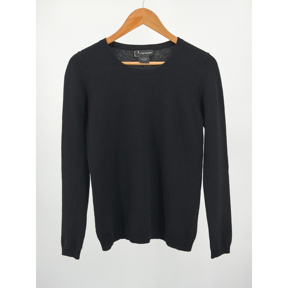 C by Bloomingdales Sweater Women M Black 100% Cashmere Crew Neck